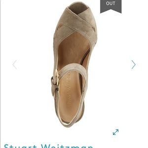 Stuart Weitzman Turnover Rock Suede Wedge Sandals
